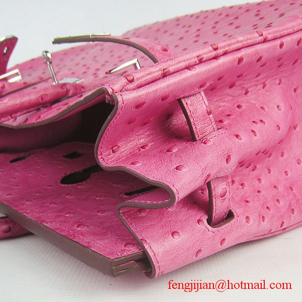 Hermes Birkin 35cm Ostrich Veins Handbag Light Peachblow 6089 Silver Hardware